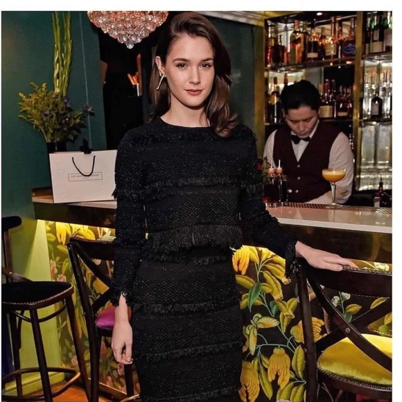 black long sleeve v neck bodycon dress Hayden Long Sleeve Plunge Mini Dress - Black main image 1